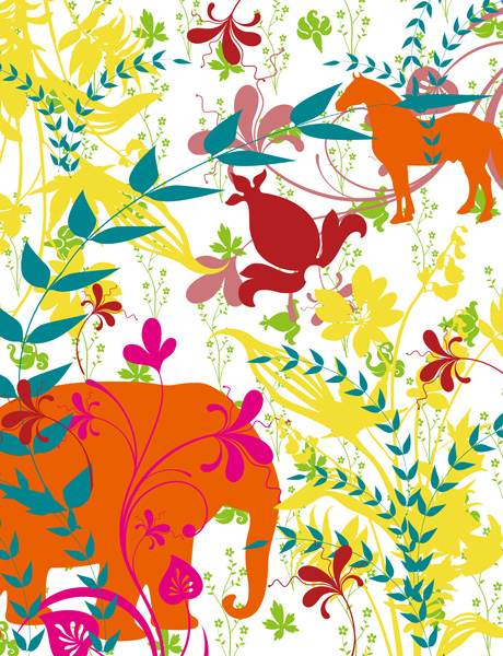 free vector Colorful plants and animals silhouette vector